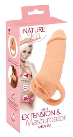 Nature Skin Medium - System 2w1 Przedłużający i Intymny Rękaw TPE 18,5 cm w sklepie Wasserman.eu