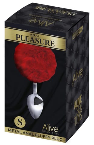 Alive Metalowy Plug z Czerwonym Kroliczym Ogonkiem S 7 cm w sklepie Wasserman.eu
