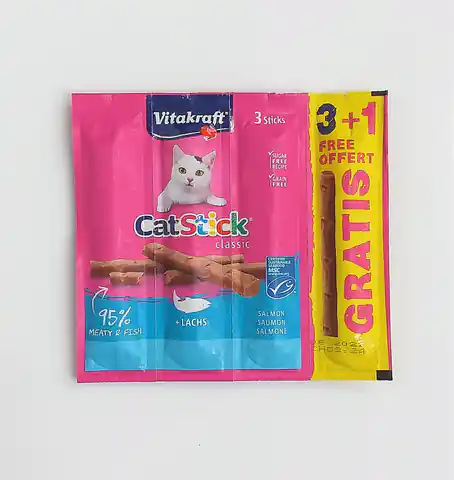⁨VITAKRAFT CAT STICK MINI Lachs Katze Delikatesse 3+1 gratis⁩ im Wasserman.eu