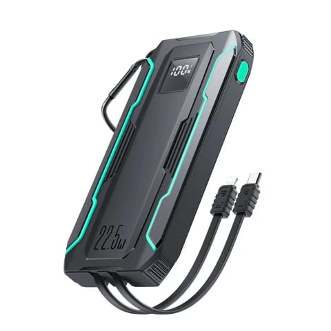 ⁨Powerbank Joyroom 10000mAh 22.5W z kablami USB-C i Lightning czarny⁩ w sklepie Wasserman.eu