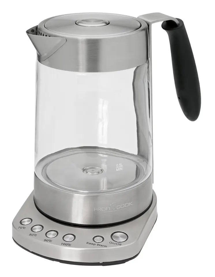 ⁨ProfiCook PC-WKS 1020 G electric kettle 1.7 L 3000 W Black, Stainless steel⁩ at Wasserman.eu