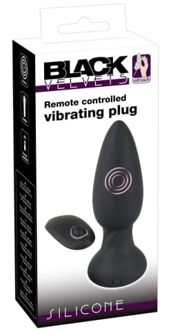 ⁨Korek analny silikonowy z wibracjami 14,2 cm Black Velvets⁩ w sklepie Wasserman.eu