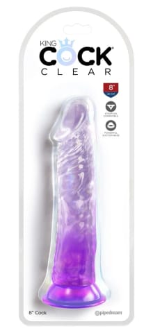 ⁨King Cock Clear model 8" - przezroczysty fioletowy z przyssawką 21,8 cm⁩ w sklepie Wasserman.eu