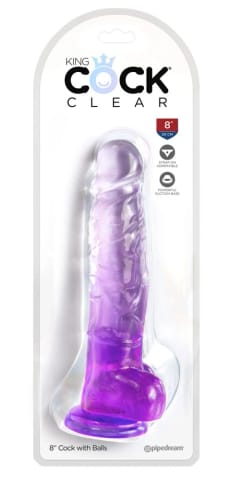 ⁨King Cock Clear Model 20 cm - Transparentno-fioletowy, przyssawka, TPE⁩ w sklepie Wasserman.eu