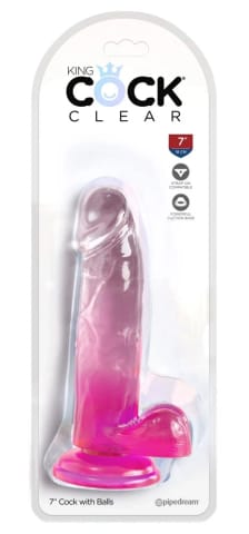 ⁨King Cock Clear 18 cm Transparentno-Rożowy Model z Przyssawką TPE⁩ w sklepie Wasserman.eu
