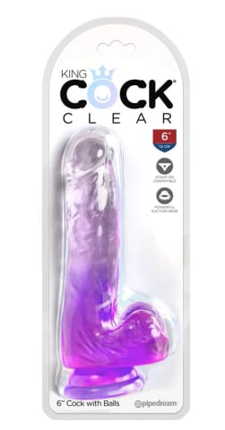 ⁨King Cock Clear Model 6'' Fioletowy Transparentny z Przyssawką 15 cm⁩ w sklepie Wasserman.eu
