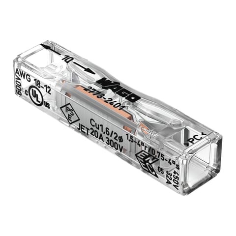⁨Złączka Wago 1-torowa przelotowa, do przewodów sztywnych, 2773-2401, od 0,2-4mm?, 10 szt⁩ w sklepie Wasserman.eu