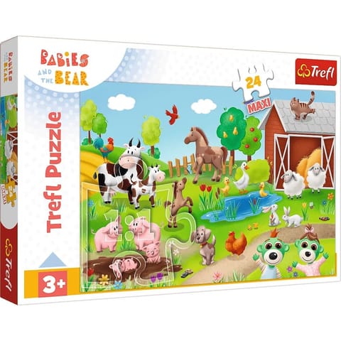 Puzzle 24 elementy Maxi Bobaski i Miś, Bobaski i zwierzęta w sklepie Wasserman.eu