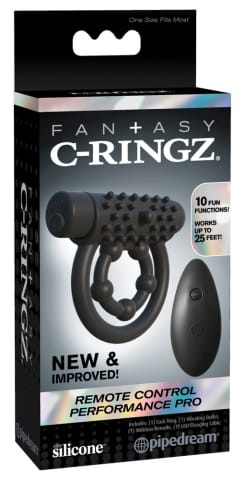 ⁨Fantasy C-Ringz Czarny Pierścień Silikonowy z Wibrobulletem i Pilotem⁩ w sklepie Wasserman.eu