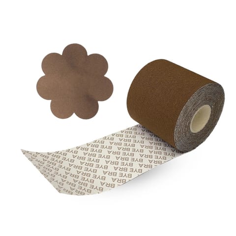 ⁨Bye Bra Body Tape 6,5cm x 5m + Satynowe Osłonki Brązowe Uniwersalne⁩ w sklepie Wasserman.eu