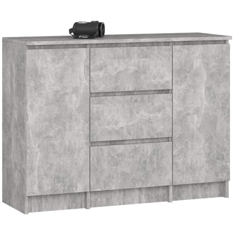 ⁨KOMODA 101 cm 2 DRZWI 3 SZUFLADY BETON PK⁩ w sklepie Wasserman.eu