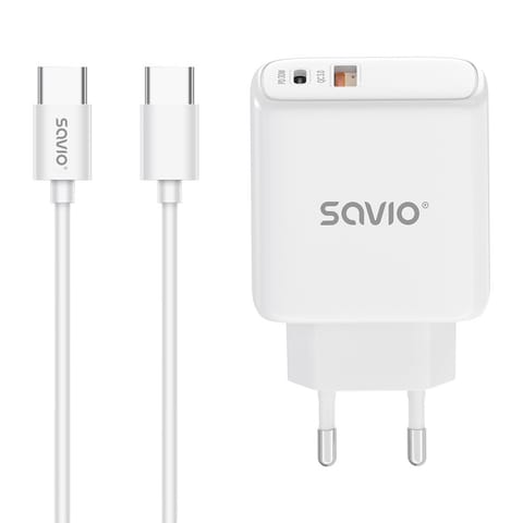 ⁨Ładowarka sieciowa LA-10 30W Quick Charge Power Delivery 3.0 Biała + Kabel⁩ w sklepie Wasserman.eu