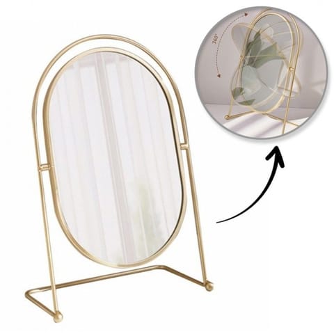 ⁨Lusterko kosmetyczne stojące złote XL jednostronne wysokość 27cm L14Z⁩ w sklepie Wasserman.eu