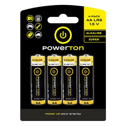 ⁨Bateria alkaliczna, AA (LR6), AA, 1.5V, Powerton, blistr, 4-pack⁩ w sklepie Wasserman.eu