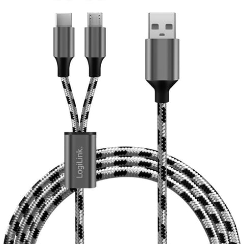 ⁨USB2.0 cable, A/M to micro-USB + USB-C, 1.2m⁩ at Wasserman.eu