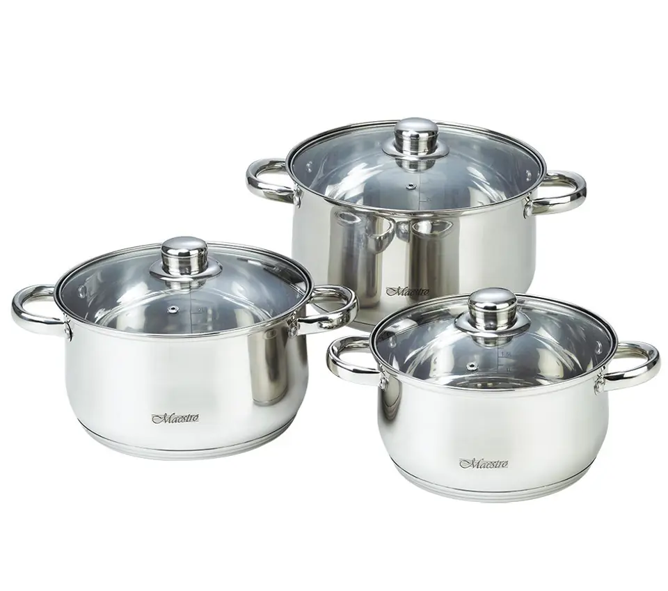 ⁨MAESTRO MR-2020-6M 6-piece cookware set, stainless steel⁩ at Wasserman.eu