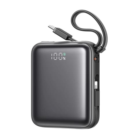 ⁨Mini PowerBank Joyroom JR-PBF27 22.5W z podwójnym kablem 10000mAh (czarny)⁩ w sklepie Wasserman.eu