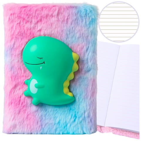⁨Pluszowy Notatnik W Linie Z Zielonym Dinozaurem 3D Kolorowy⁩ w sklepie Wasserman.eu