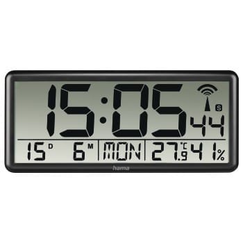 ⁨jumbo digital radio wall clock black⁩ at Wasserman.eu