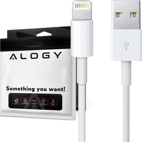 ⁨Kabel 100cm Alogy USB do Lightning przewód do ładowania apple iPhone biały⁩ w sklepie Wasserman.eu