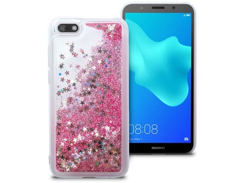 ⁨Etui liquid glitter Huawei Y5/ Y5 Prime 2018 brokat różowy⁩ w sklepie Wasserman.eu