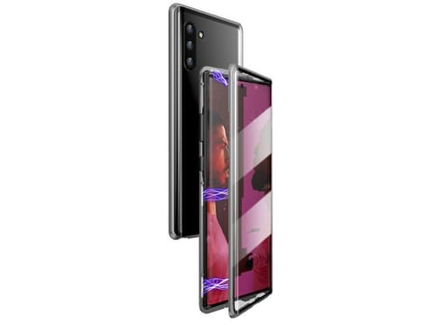⁨Etui magnetyczne szklane Dr.Fit dwustronne do Galaxy Note 10 Srebrne⁩ w sklepie Wasserman.eu