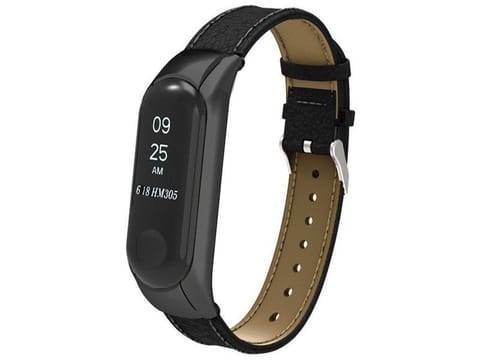 ⁨Skórzany pasek Alogy leather band do Xiaomi Mi Ban 3/4 eko skóra czarny⁩ w sklepie Wasserman.eu