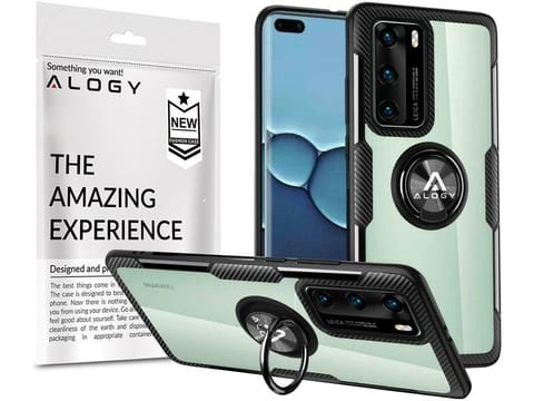 ⁨Etui Alogy Ring Holder Clear Armor do Huawei P40 czarne⁩ w sklepie Wasserman.eu