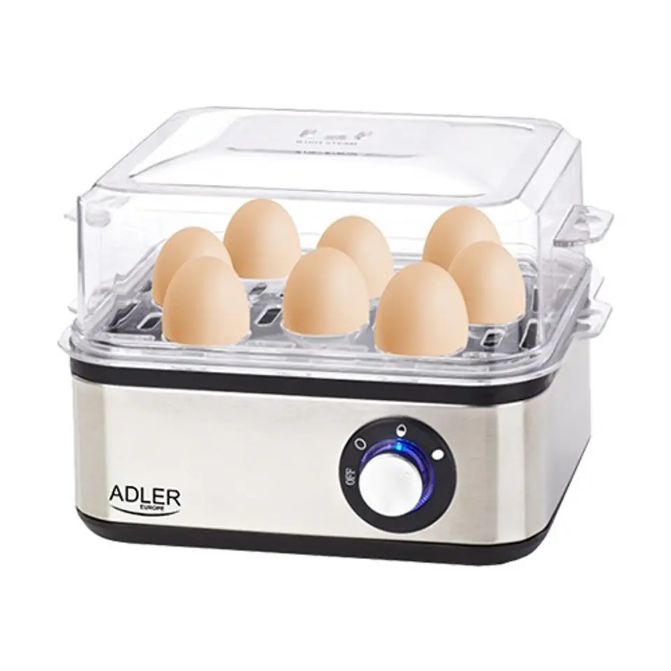 ⁨Adler AD 4486 egg cooker 8 egg(s) 800 W Black,Satin steel,Transparent⁩ at Wasserman.eu