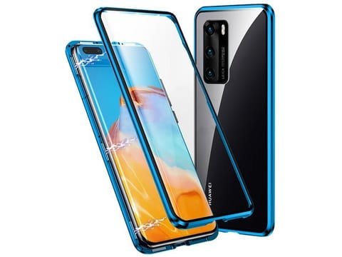⁨Etui magnetyczne szklane Dr.Fit dwustronne do Huawei P40 Niebieskie⁩ w sklepie Wasserman.eu