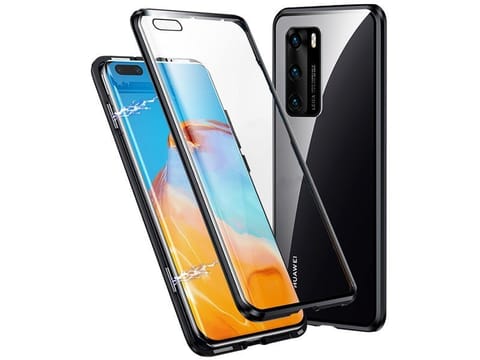 ⁨Etui magnetyczne szklane Dr.Fit dwustronne do Huawei P40 Czarne⁩ w sklepie Wasserman.eu