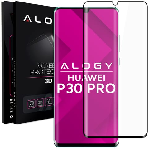 ⁨Szkło hartowane Alogy na cały ekran do Huawei P30 Pro Czarne⁩ w sklepie Wasserman.eu