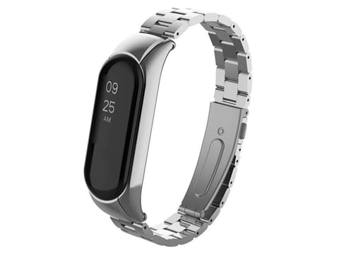 ⁨Bransoleta Alogy Stainless Steel do Xiaomi Mi Band 5 Srebrna⁩ w sklepie Wasserman.eu