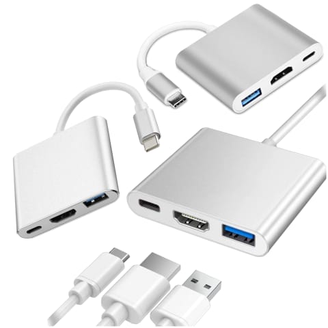 ⁨Adapter HUB 3w1 Alogy przejściówka USB-C 3.0 HDMI USB-A Srebrny⁩ w sklepie Wasserman.eu
