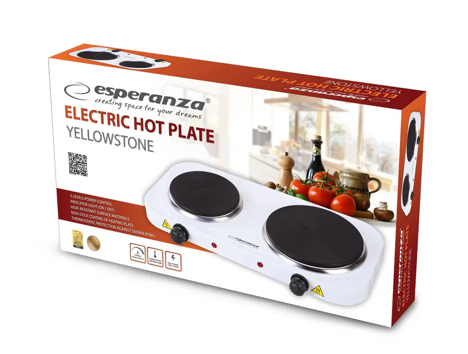 Esperanza EKH007W Electric Stove 2 zone (s), White at Wasserman.eu