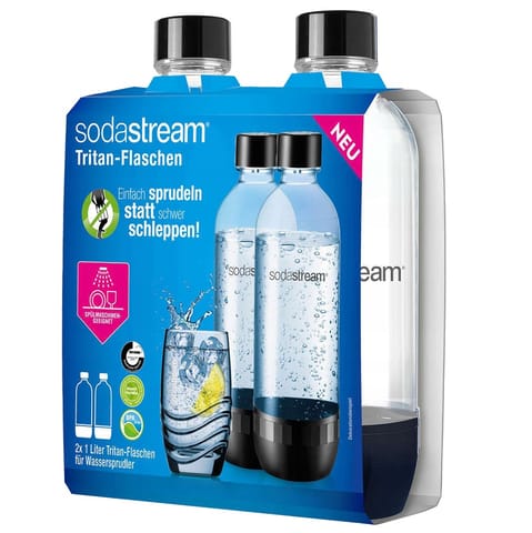 ⁨SodaStream zestaw butelek  PET Bottle Duo Pack 2 sztuki * 1L kolor czarny⁩ w sklepie Wasserman.eu