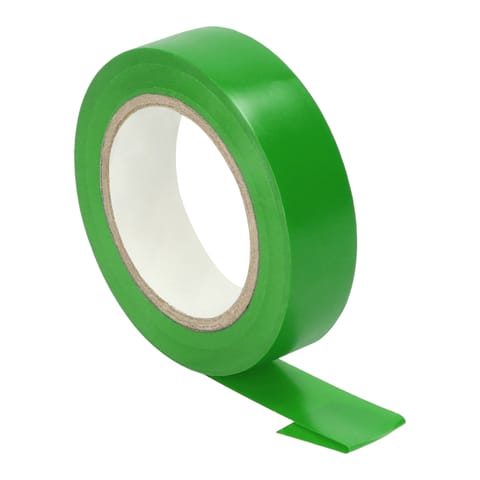 ⁨Zestaw 10 taśm izolacyjnych 15mm, zielona, uniepalniona, grubość 0,13mm, długość 10m⁩ w sklepie Wasserman.eu