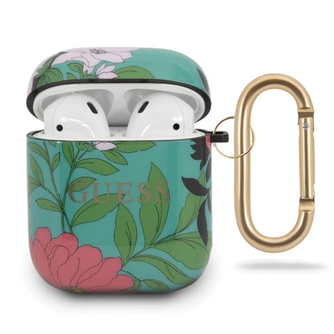 ⁨Guess GUACA2TPUBKFL01 AirPods 1/2 coverzielony/green N.1 Flower Collection⁩ w sklepie Wasserman.eu