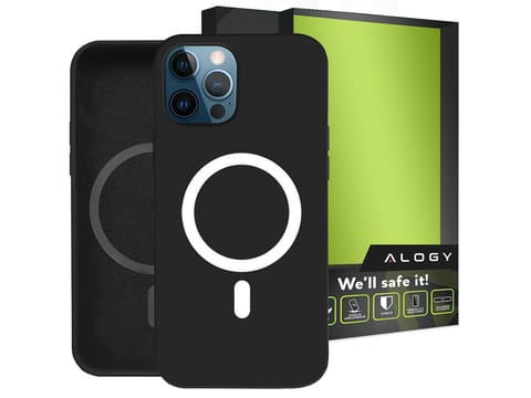 ⁨Etui do Mag Safe Alogy do ładowarek Qi do iPhone 12 Pro Max Czarne⁩ w sklepie Wasserman.eu