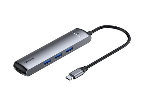 ⁨Adapter HUB 6in1 Baseus USB-C in 3x USB 3.0 + HDMI + RJ45 + USB-C PD⁩ at Wasserman.eu