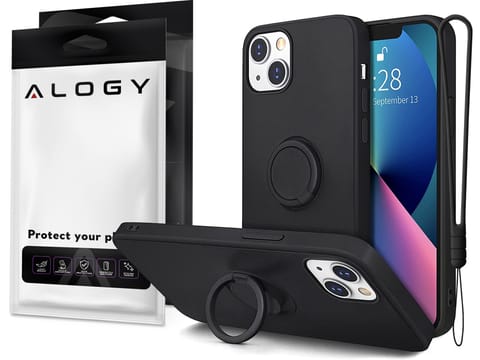 ⁨Etui silikonowe Ring Ultra Slim Alogy do Apple iPhone 13 Mini Czarne⁩ w sklepie Wasserman.eu