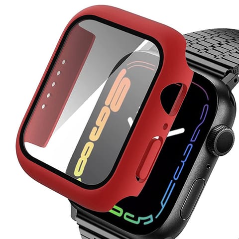 ⁨Obudowa Alogy 2w1 nakładka + szkło do Apple Watch 7 41mm Czerwona⁩ w sklepie Wasserman.eu