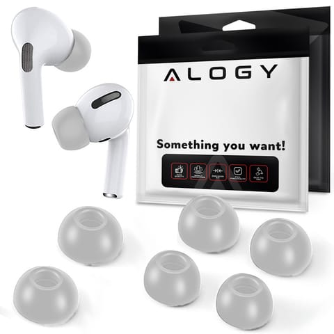 ⁨6x Nakładki silikonowe zapamiętujące Alogy S M L do Apple AirPods Pro szare⁩ w sklepie Wasserman.eu