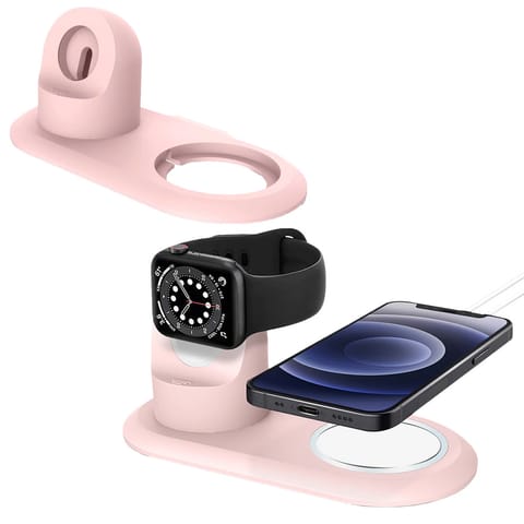 Charger holder for MagSafe 2in1 Alogy stand for Apple Watch/ iPhone 12 13 Pink at Wasserman.eu