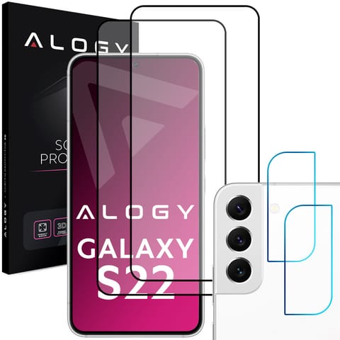 ⁨2x Glass Alogy Full Glue FC + 2x Lens Camera Glass for Samsung Galaxy S22⁩ at Wasserman.eu