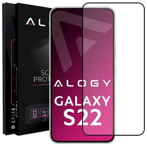 ⁨Tempered glass for case Alogy Full Glue case friendly for Samsung Galaxy S22 Black⁩ at Wasserman.eu