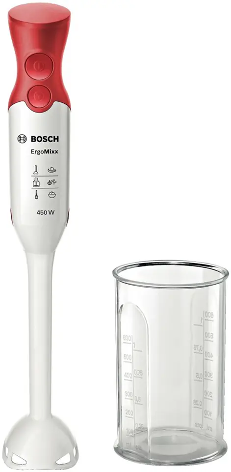 ⁨Bosch MSM64010 blender Immersion blender 450 W Red, White⁩ at Wasserman.eu