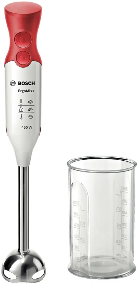 ⁨Bosch MSM64110 blender Immersion blender 450 W Red, White⁩ at Wasserman.eu