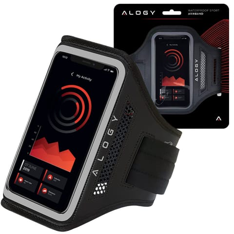⁨Etui do biegania Alogy WaterProof Sport ArmBand wodoodporna opaska na ramię do telefonu 6.7 cali Czarna⁩ w sklepie Wasserman.eu