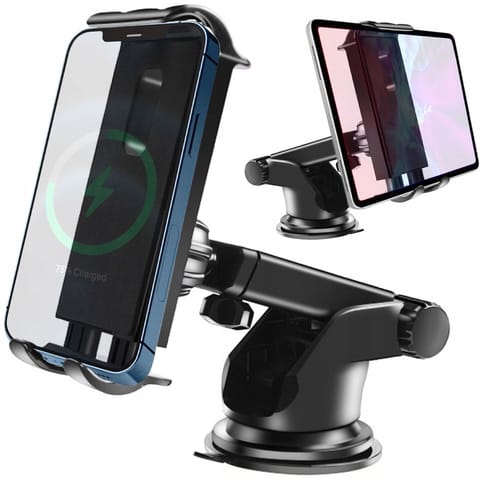 ⁨Uchwyt samochodowy Alogy uniwersalny na szybę, deskę rozdzielczą do telefonu tabletu 11" Czarny⁩ w sklepie Wasserman.eu